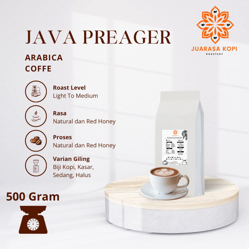 

Biji Kopi Bubuk Arabika Java Preager Coffe Arabica Beans Gilingan Murni 500gr