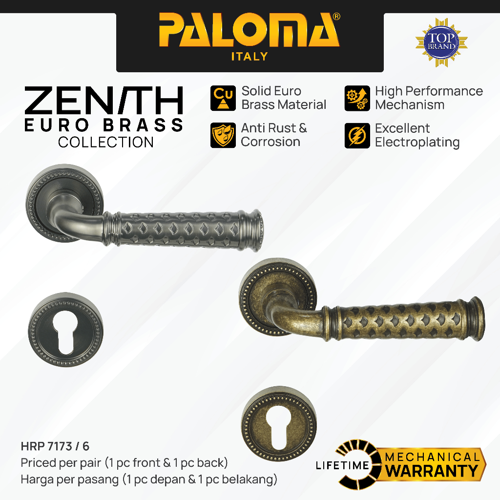 PALOMA Gagang Pintu Door Handle Roses Lever Euro Brass KuninganPALOMA Gagang Pintu Door Handle Roses