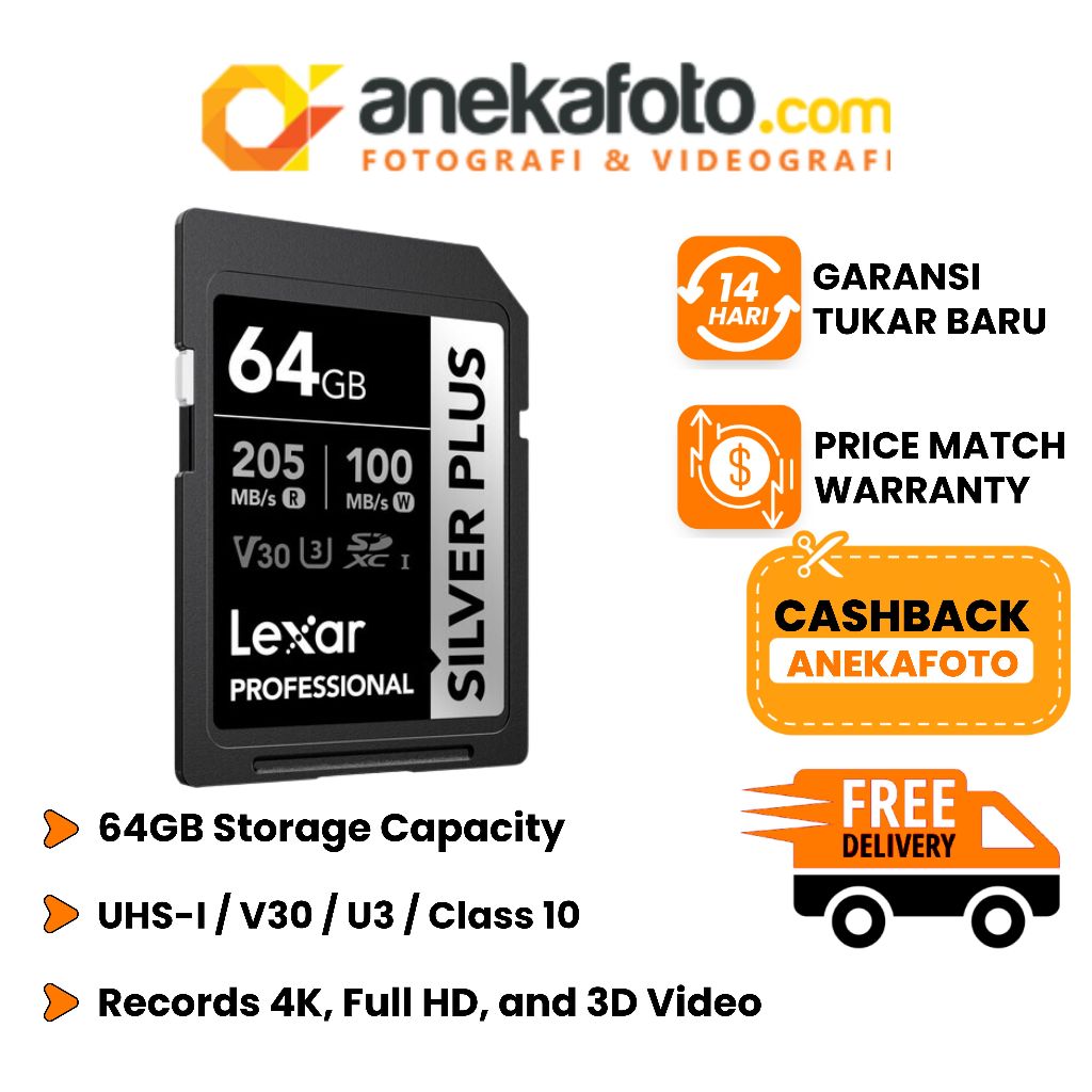 Lexar Silver Plus SDXC 64 GB / 255 MB 64GB/255 MB UHS-I Black