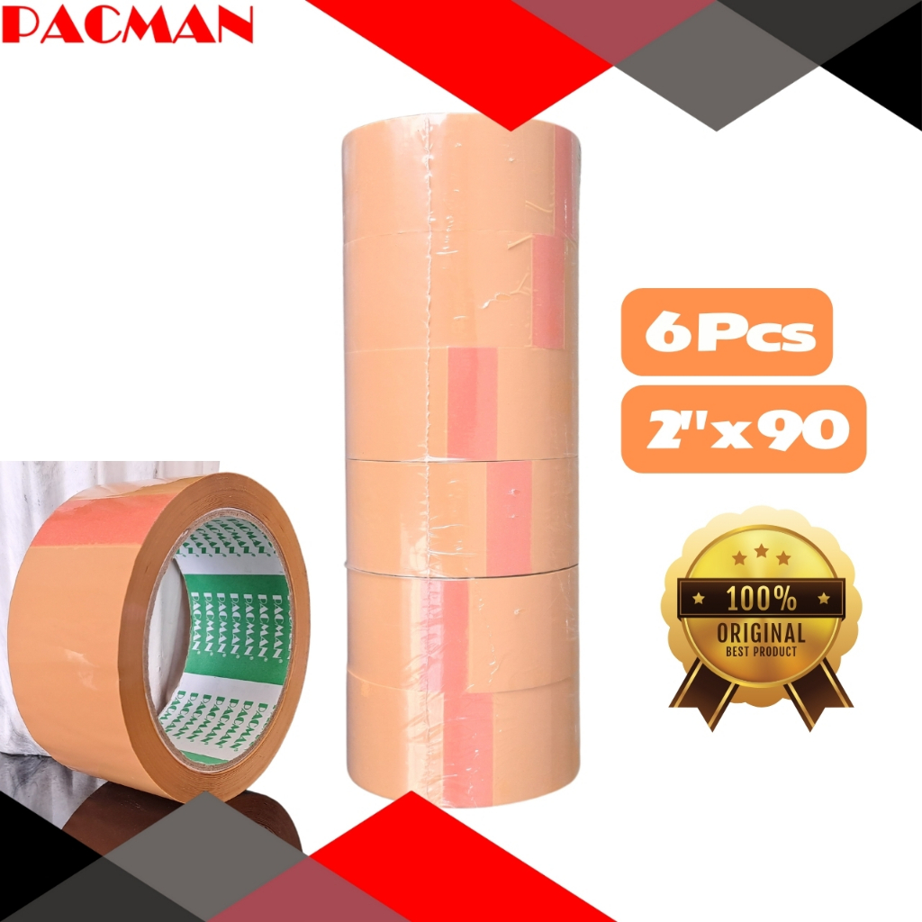 

1 Slop 6 pcs Lakban coklat Pacman tape asli lakban isolasi solatip pita perekat termurah terbaik berkualitas premium