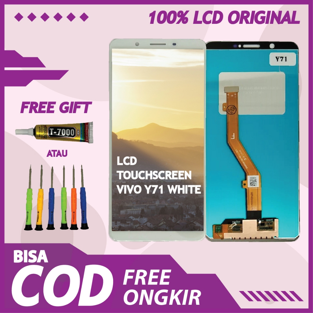 【ORIGINAL 100%】LCD TOUCHSCREEN VIVO Y71 WHITE FULLSET TOUCHSCREEN / ORIGINAL100%
