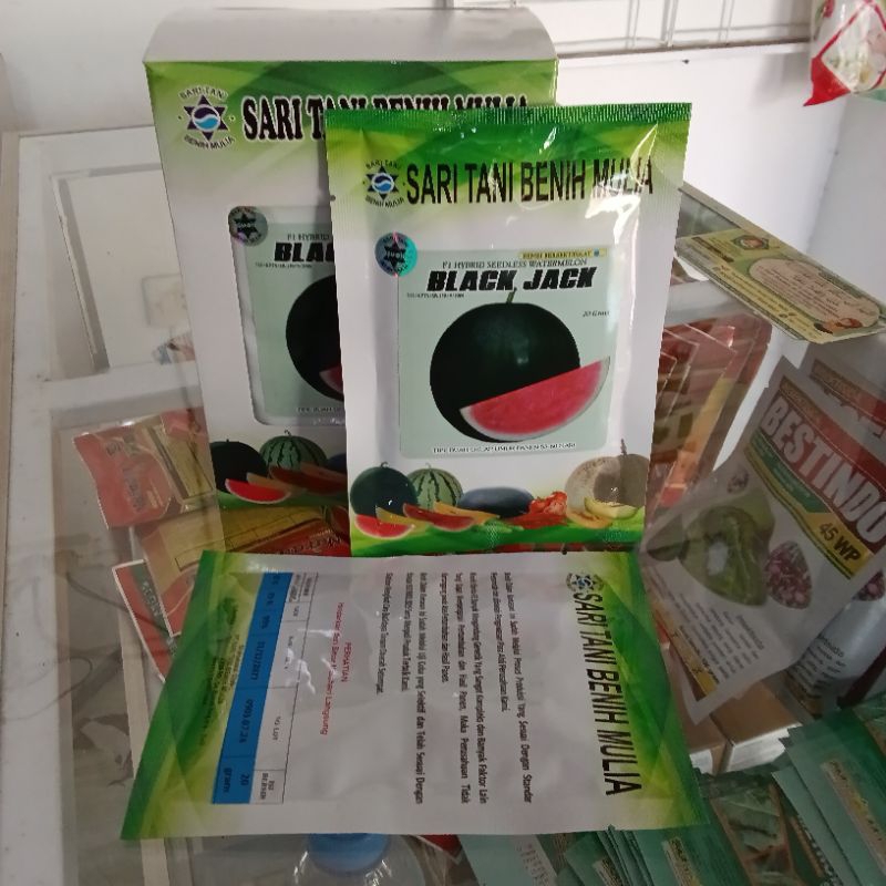 Benih Bibit Semangka Non Biji Black Jack F1 (Tipe Non Biji, Tahan Virus, Jumbo 8-12 kg) Berkwalitas 