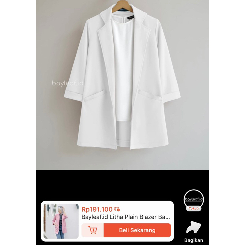 Blazer wanita Bayleaf.id putih preloved
