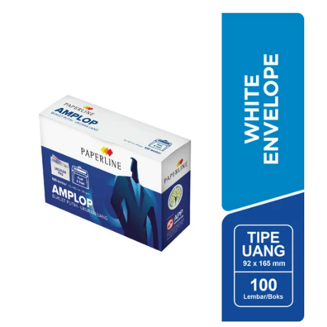 

( DAPAT 1 PAK ) AMPLOP PAPERLINE UKURAN UANG Buklet Putih Polos 92 x 165 mm