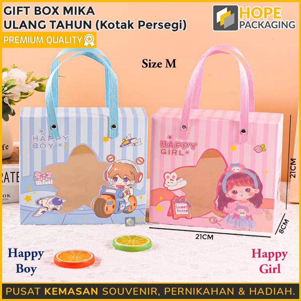 

Gift Box Ulang Tahun Kotak persegi / kotak Tali Hampers / Box Mika Transparant Hampers Goodie bag Birthday stellu duffy