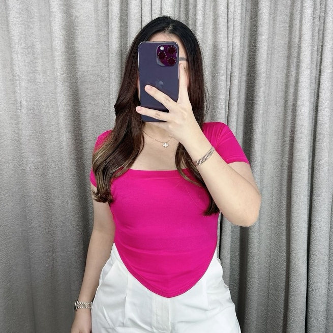 Blanche | Atasan Square Neck Oval Polos Blouse Square Neck Korean Crop Top Oval Crop Top SquareNeck 