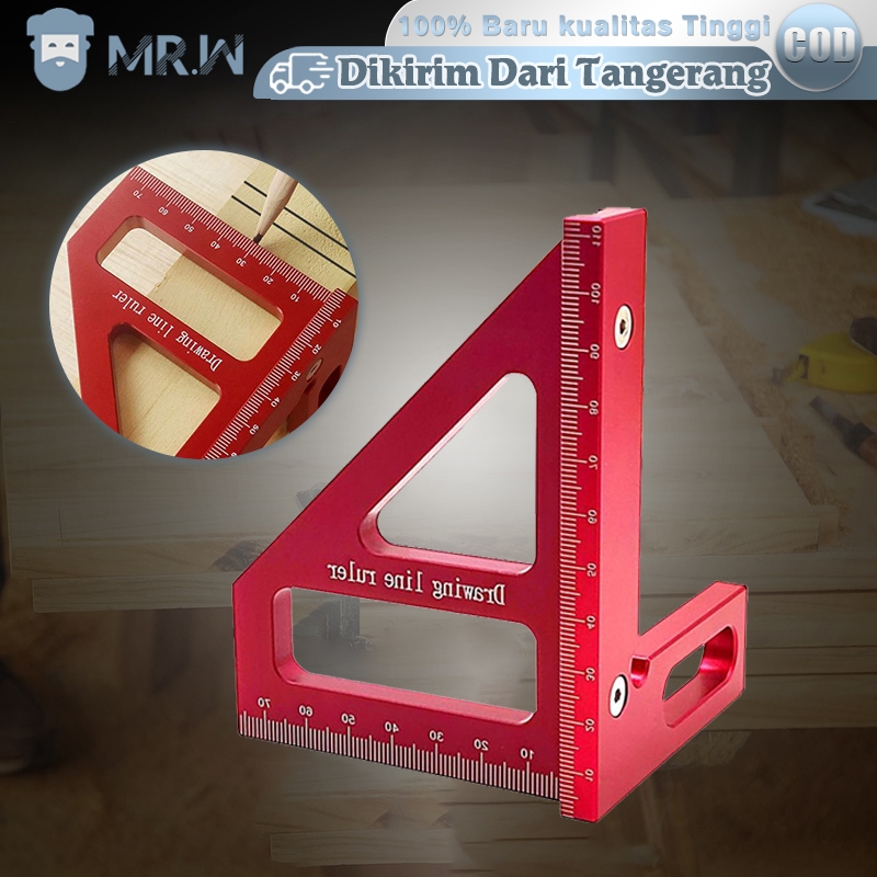 Penggaris Siku Serbaguna Penggaris Segitiga Siku Aluminium Woodworking Ruler Penggaris Tukang Kayu
