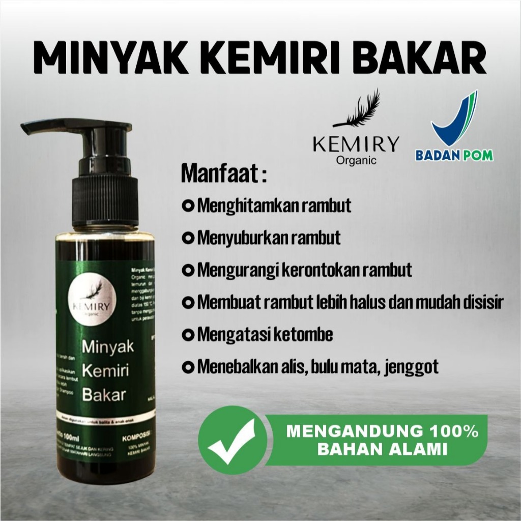 Minyak Kemiri Bakar Original Asli 100ml - Penumbuh Rambut Jenggot Kumis Alis Jambang | Mencegah Uban