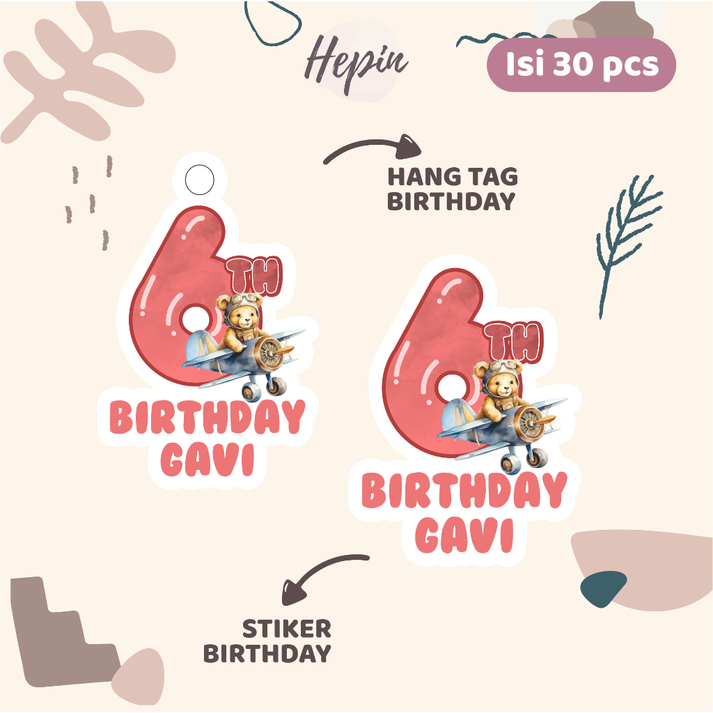 

(30pcs) Hang tag & stiker ulang tahun Tema TEDDY BEAR /lucu /label tag ulang tahun murah/hang tag ulang tahun/tag souvenir ulang tahun/stiker nama ualang tahun/diecut stiker&t ag