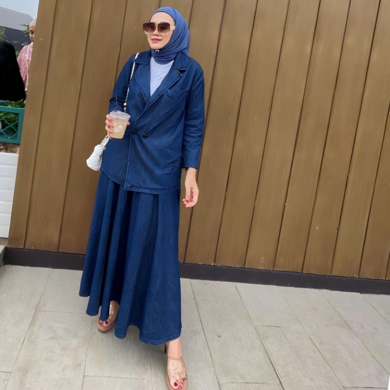 One Set Rompi Tira Jeans Kygo Manaco Semi Kemeja Formal Informal by Sister Diva