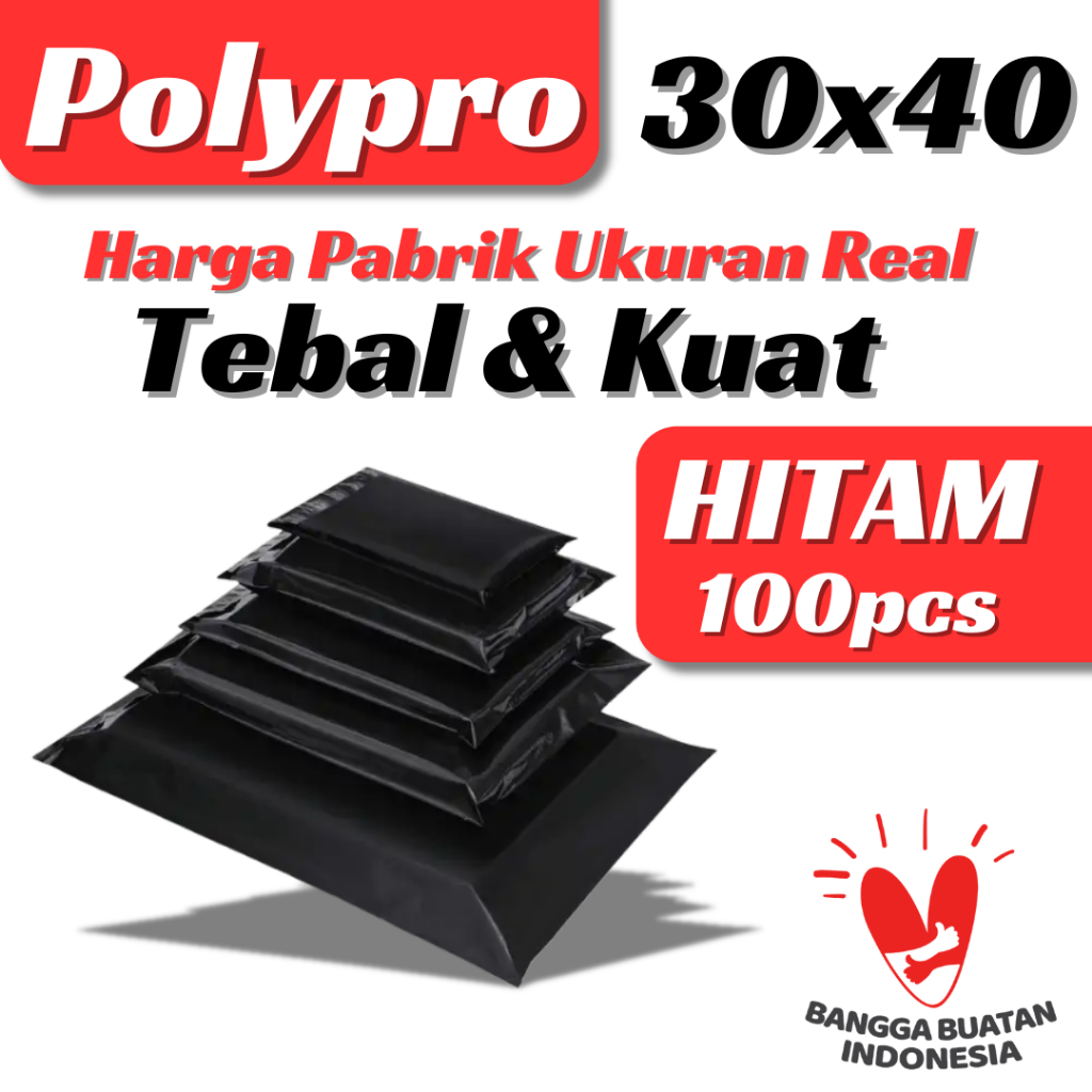 

(100Pcs) Plastik Packing Online HITAM 30x40 / Polymailer Warna Matte / Glossy Premium