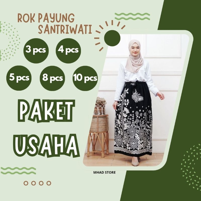 Paket Usaha 4 Rok Payung Sarung Goyor Santriwati Rayon Dingin Ukuran Remaja Dewasa- Sarung Santri Pu