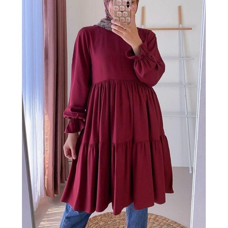 Tunik Wanita /  Long Tunik / Tunik Susun Rempel / Long Tunik Muslimah / Tunik Polos / Tunik Layer / 