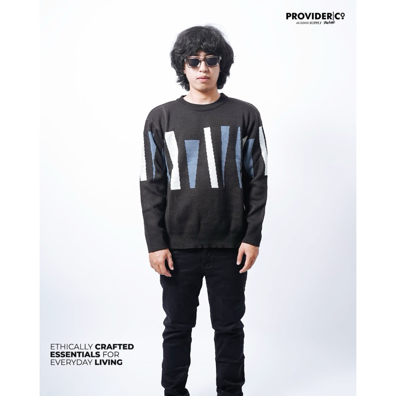Provider Jaket Crewneck Rajut - Lines