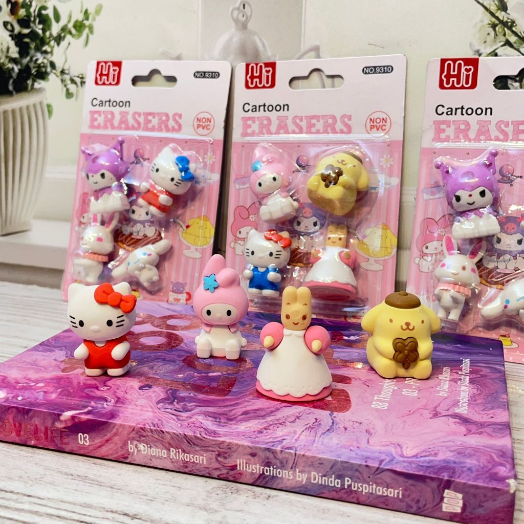 

1 Set isi 4 PCS Penghapus Sanrio ER-1429 Termurah / Penghapus Sanrio 1 Papan isi 4 Kuromi Cinamorol Melody Hellokitty Pompompurin Eraser Terbaru