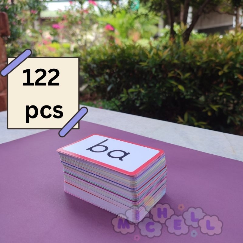 Flashcards Kartu Belajar Membaca Suku Kata 122pcs - Flash Card Huruf Alphabet Menulis Mainan Anak Ed