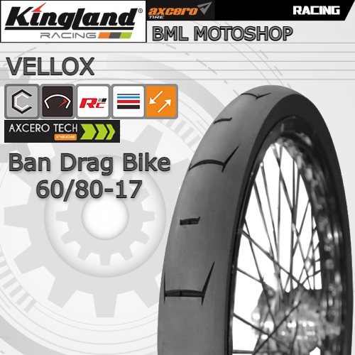Terlaris Ban Drag Bike Racing 60/80-17 Kingland Vellox Ban Balap Ring 17 Ban Cacing