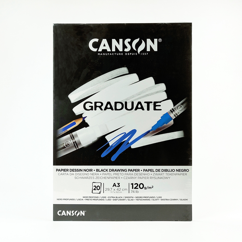 

Canson Graduate Black Drawing Paper A3- Kertas Gambar Untuk Media Kering Berwarna Hitam
