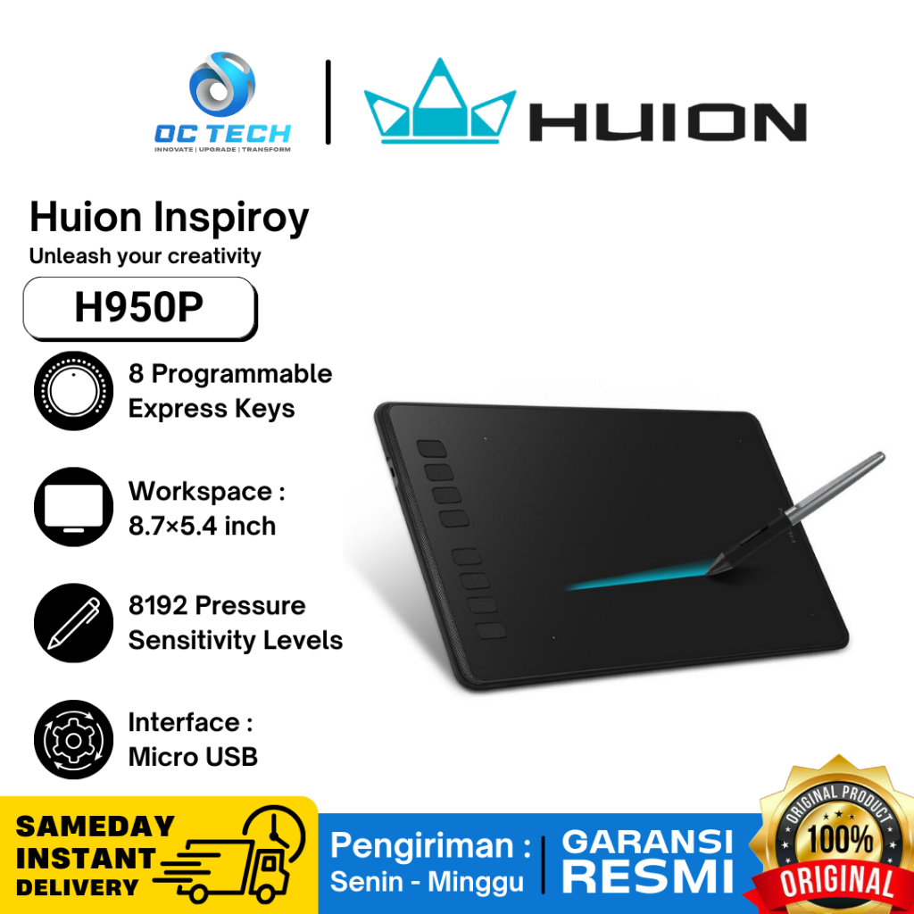 Huion Inspiroy H950P Drawing Tablet Pen Tablet Huion H 950 P Android Original Garansi Resmi