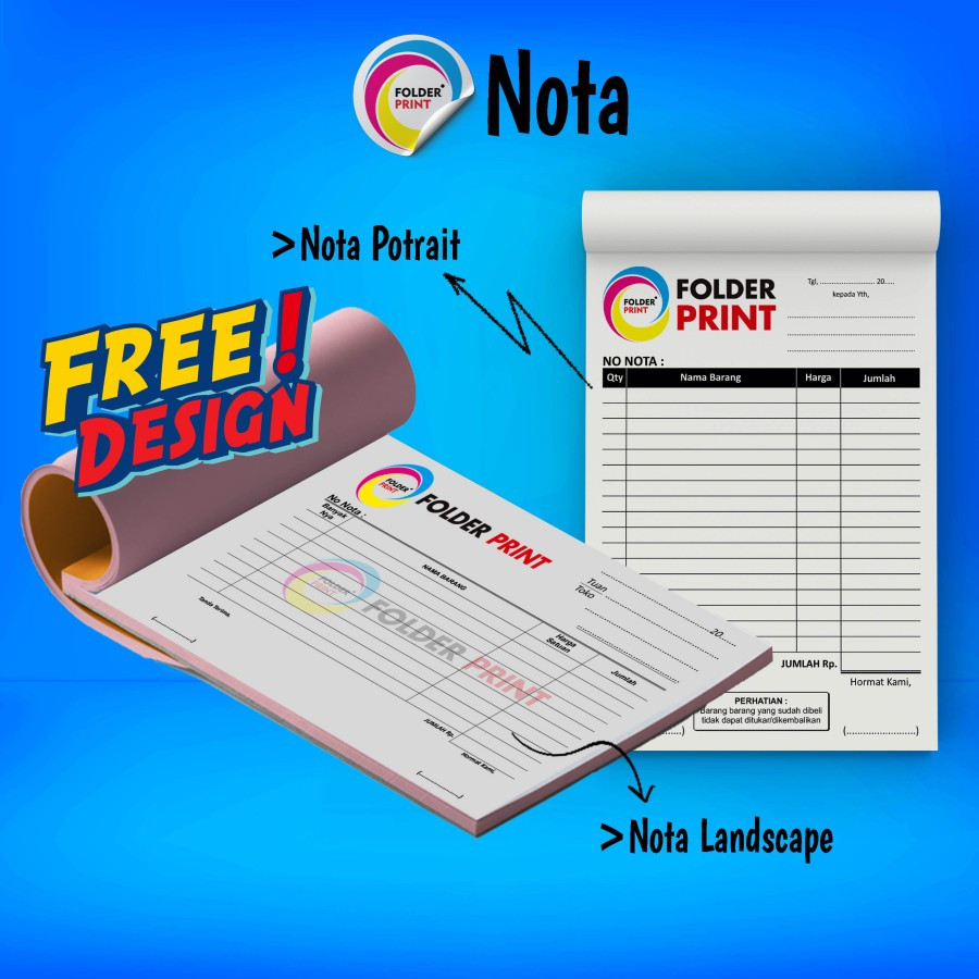 

Nota Kwitansi Bon Custom Satuan Full Warna - A6 (1/4 FOLIO), 1 PLY BW