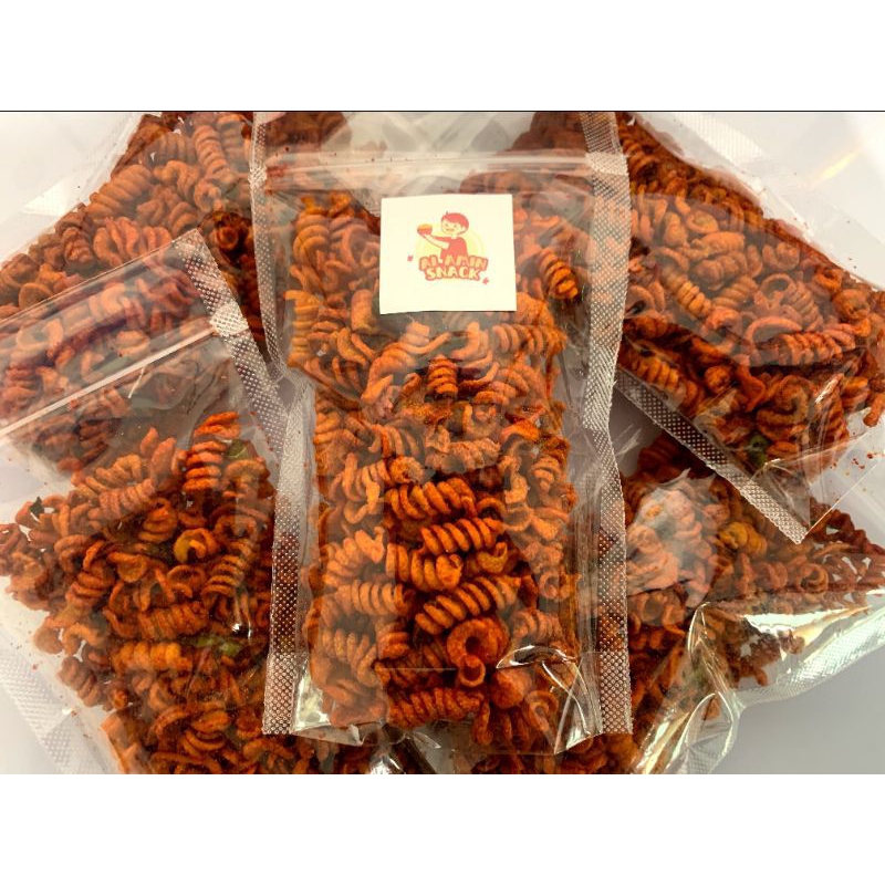 

SNACK MAKARONI SPIRAL PEDAS cemilan murah renyah gurih viral