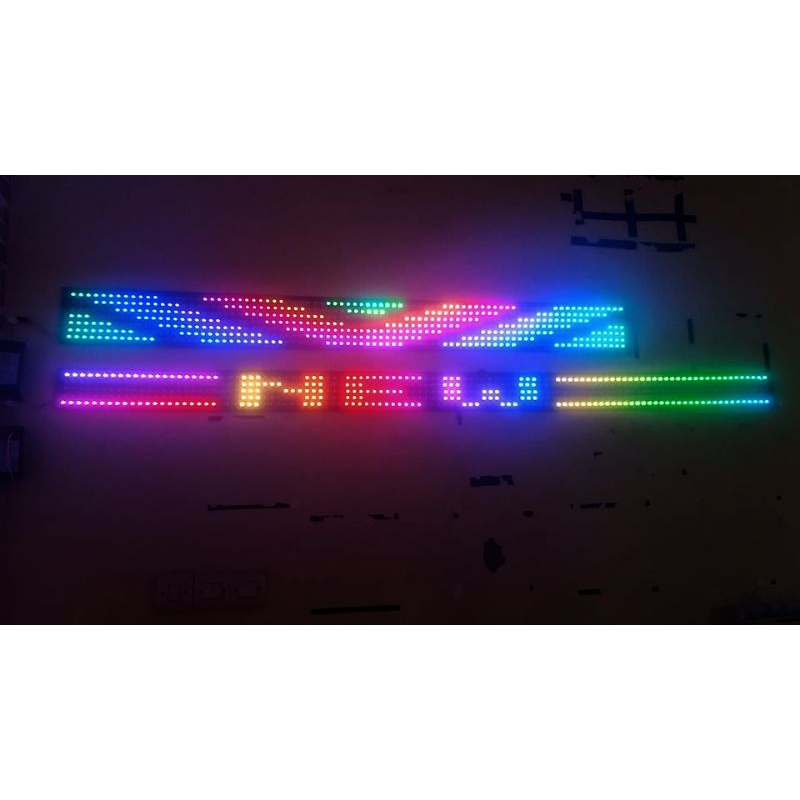 LAMPU VARIASI KACA MOBIL strobo 4baris, text wifi