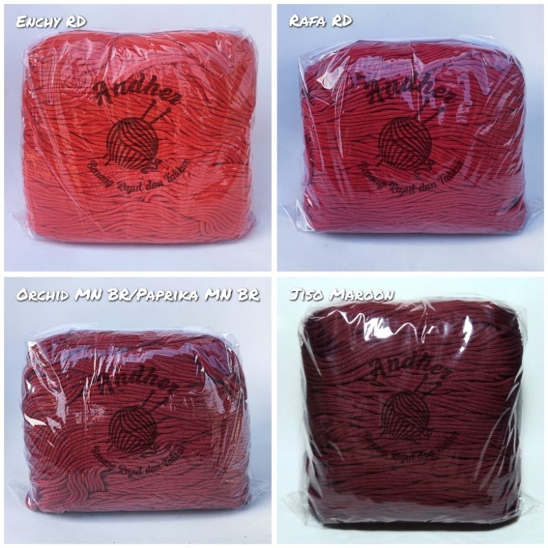 RK Tali kur warna talikur 3mm MERAH bahan Polyester 250 gram, 500 gram, 1000 gram/1 kg