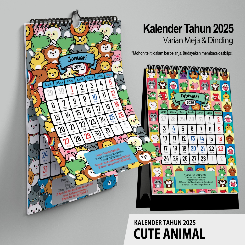 

KALENDER 2025 Dinding A4 dan Meja A5