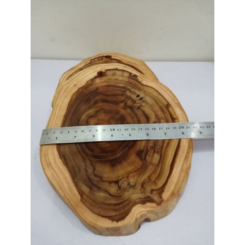 Wood slice,telenan kayu jati asli,potongan kayu jati premium ukuran diameter 20-25 dengan ketebalan 