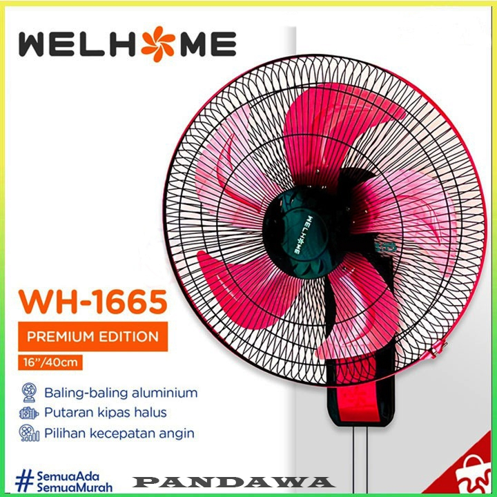 Kipas angin dinding 16 inch Welhome WH - 1665  / Kipas tembok / kipas dinding wallfan 16 inch Welhom