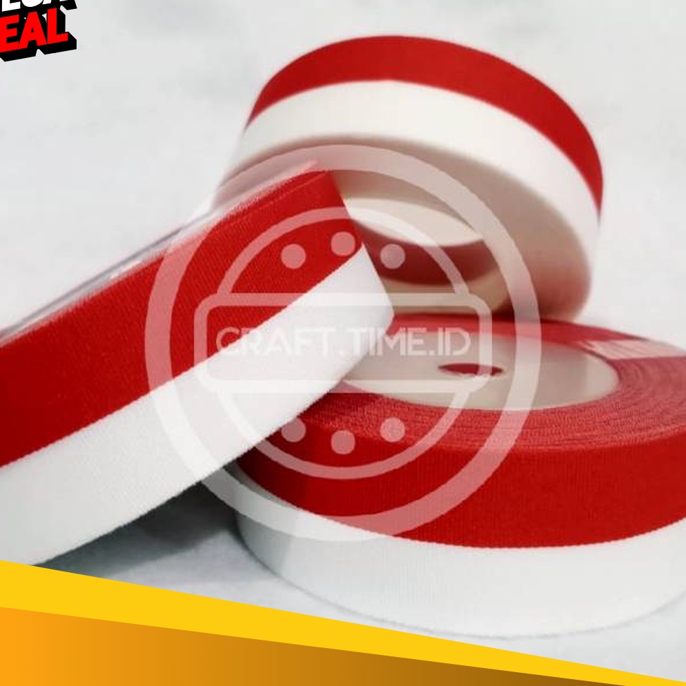 

TERBARU PITA MERAH PUTIH PITA BENDERA 1 INCH ATAU 25 CM