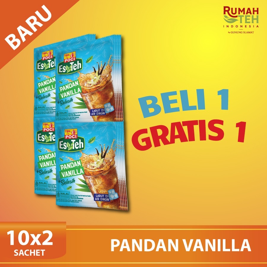 

[Buy 1 get 1 free] Instant Powder Es Teh Poci Pandan Vanilla 1 Renteng