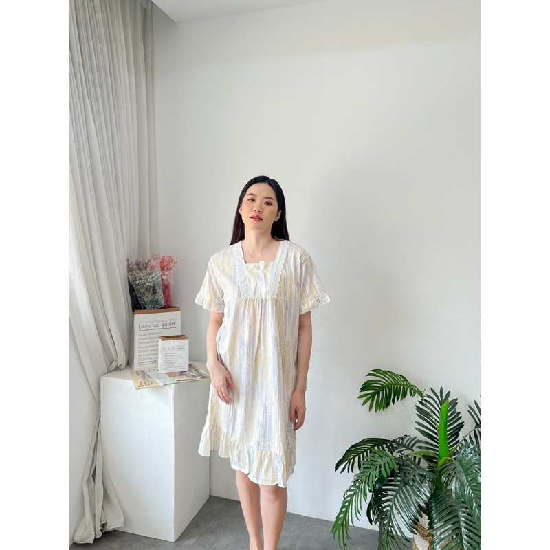 Bila Dress - Daster Wanita Bahan Crinkle Motif Garis