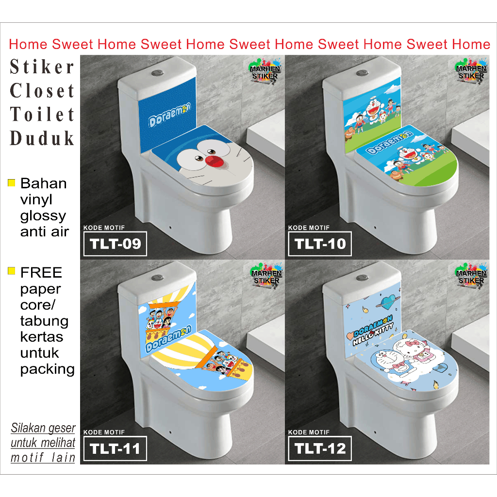 Stiker Closet/Toilet Duduk Motif Doraemon