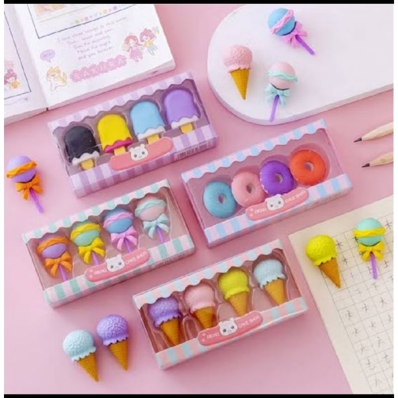 

(1 pcs)Penghapus Pensil Karakter Sweet Shop Cone Lolipop Ice Cream Donut