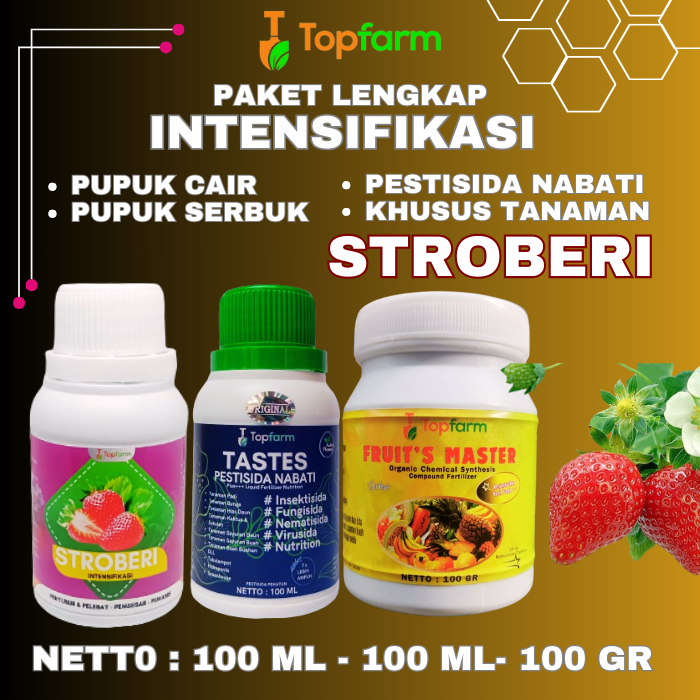 Pupuk Topfarm / Pupuk Paket Lengkap Buah Stroberi / Pupuk Khusus Pohon Buah Stroberi / Pupuk Booster