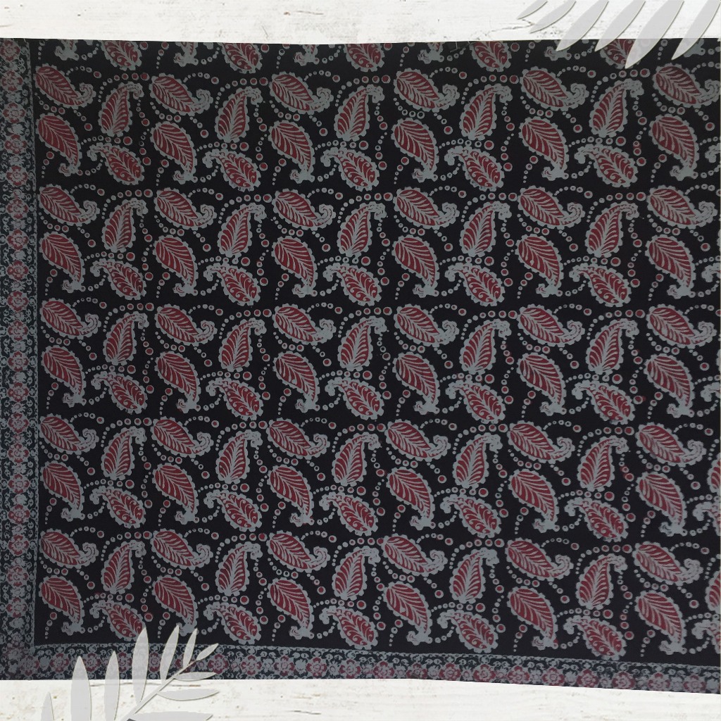 Batik jambi motif pauh merah | dasar bahan baju (Panjang.2m Lebar.105cm)