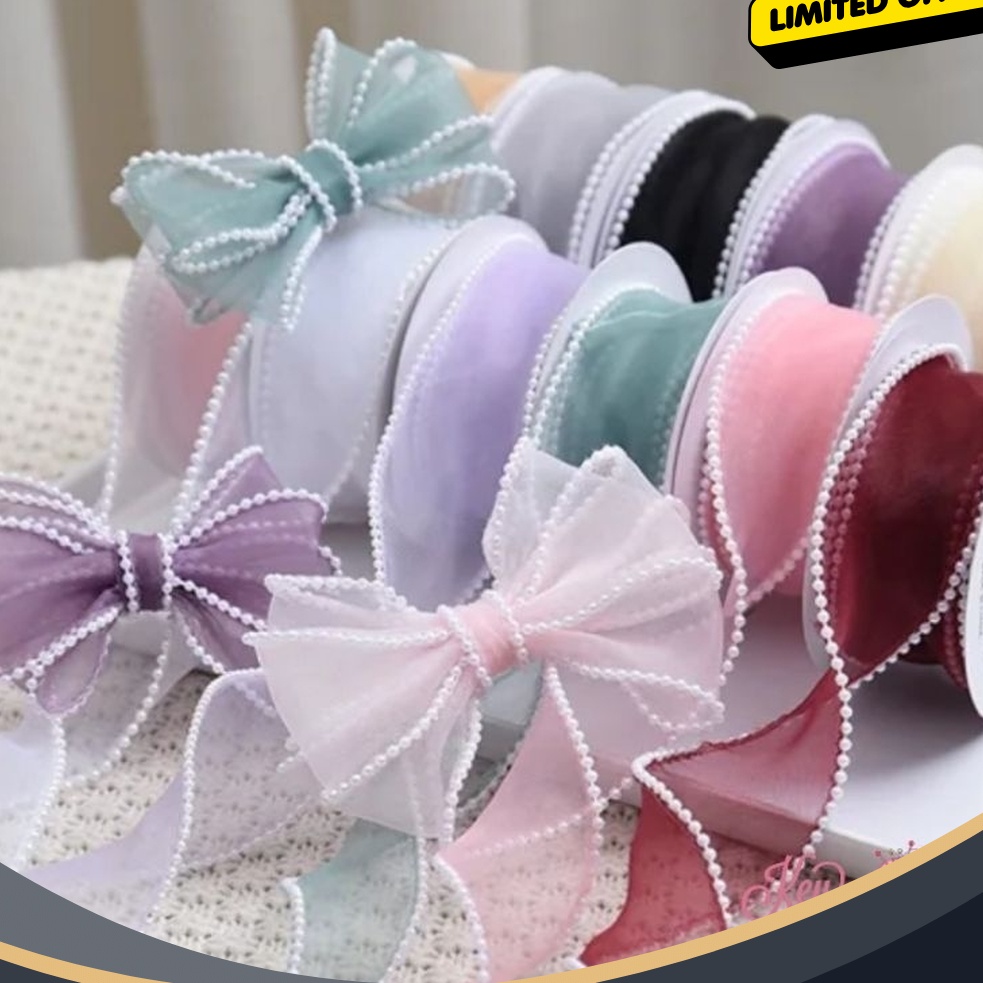 

BONANZA Pita Korea Pearl Organza pinggiran mutiara size 4cm