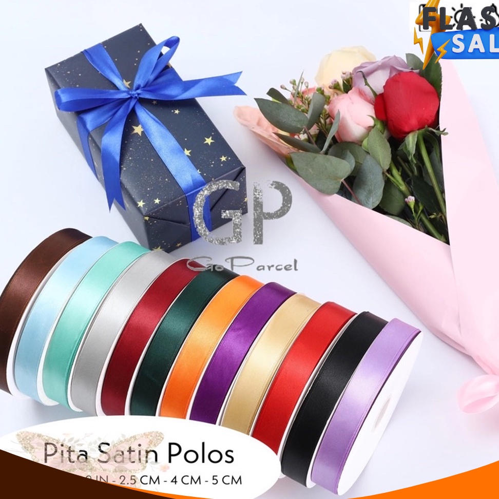 

HEBOH Rol 2 Yard PITA SATIN 25 MM 1 IN POLOS 1 INCH SATEEN RIBBON PITA KADO 25 CM