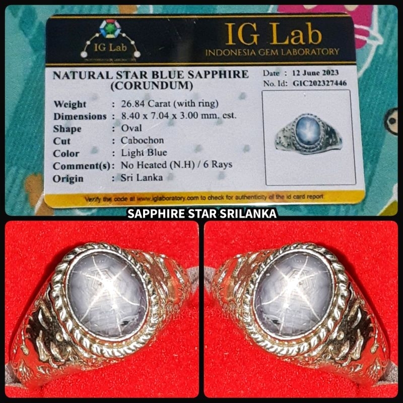 SAPPHIRE STAR CEYLON + RING PERAK TANAM