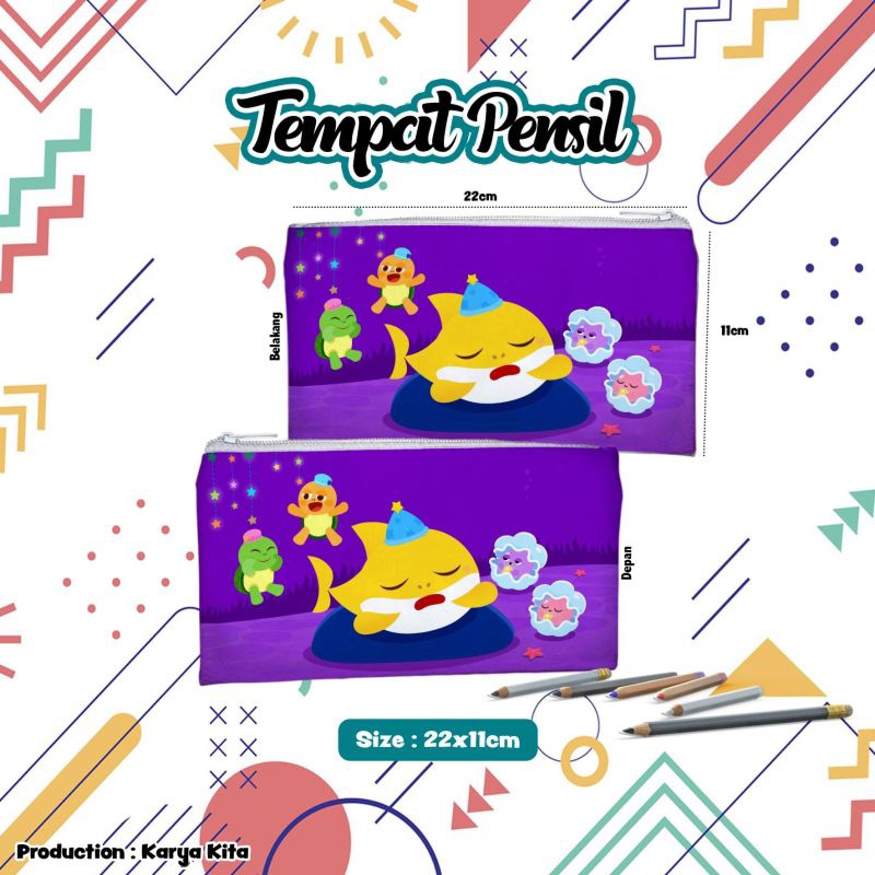 

tempat pensil/kotak pensil karakter anak BABY SHARK 09 bahan import kualitas premium