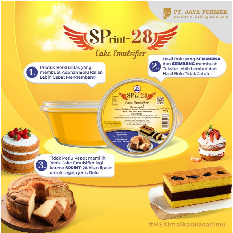 

Sprint-28 Cake Emulsifier Pengembang Kue Roti Bolu 40Gr
