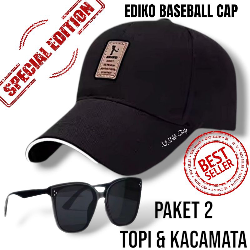 Topi Distro Baseball EDIKO Gratis Kacamata Korean Style Terlaris Termurah Y016
