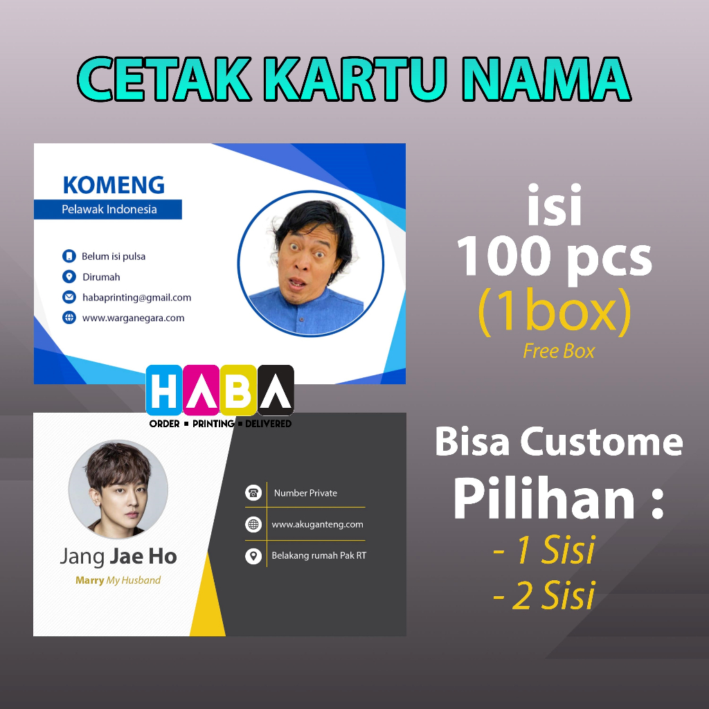 

Kartu Nama 1 Box Isi 100 Pcs Free Box