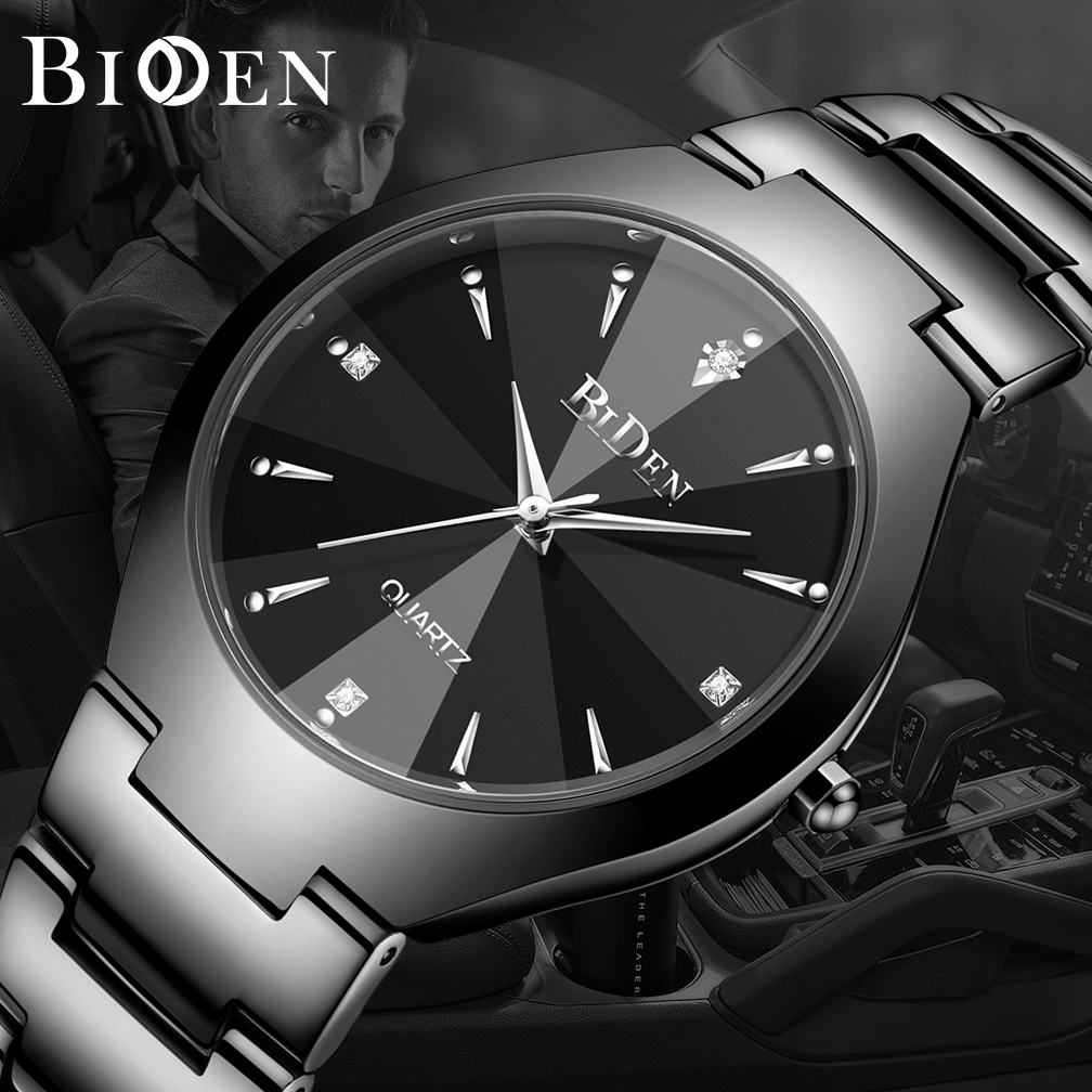 BIDEN Jam Tangan Pria Anti Air Pria Bisnis Santai Otomatis Date Tali Stainless Steel Jam Tangan Cowo