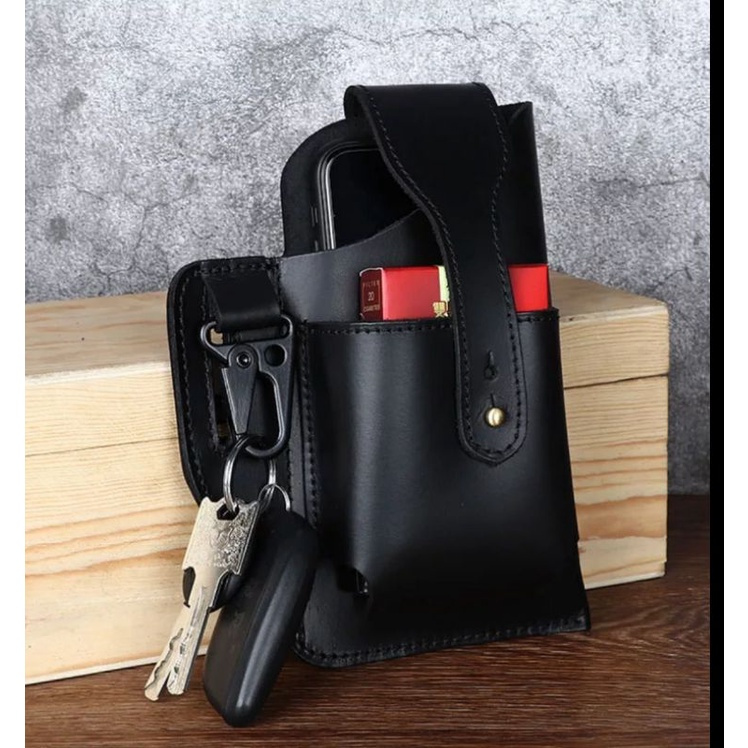 DOMPET PINGGANG HP KULIT SAPI ORIGINAL - TAS PINGGANG HP