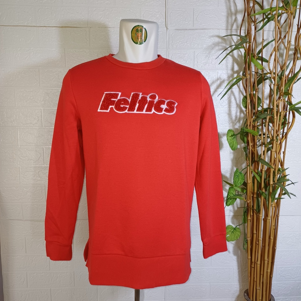 SWEATER CREWNECK FELTICS TOWEL LOGO ORIGINAL, SIZE L (SECOND BRANDED) MERAH, MULUS CN0237