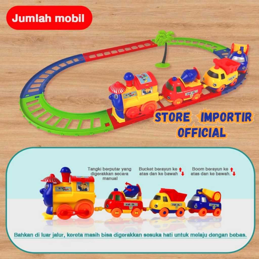Mainan Anak Kereta Api Magnet 18008C 1 Mainan Koleksi Anak Play Train 3 Gerbong Cartoon Series Lucu 