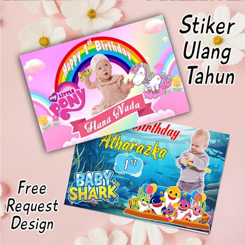 

stiker ulang tahun untuk hampers, nasi kotak, Snack box, sticker birthday ulang tahun kotak custom free tambah foto