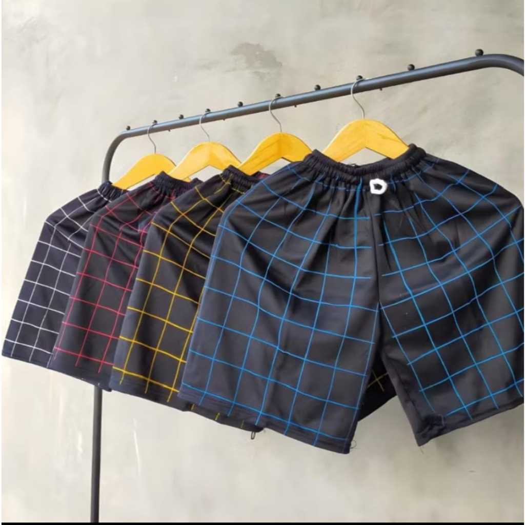 5pcs celana pendek santai pria wanita kolor boxer olahraga kotak kotak api tartan dewasa anak anak